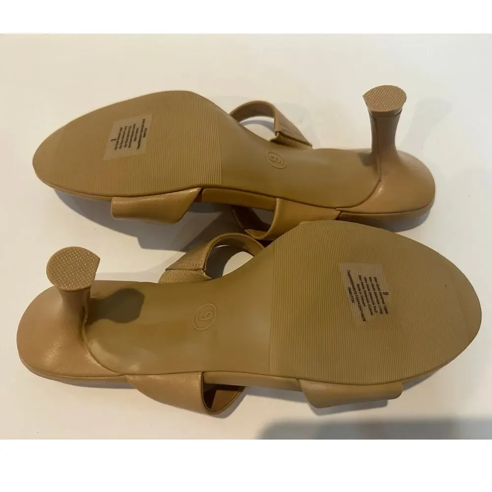 A New Day Paige Double Strap Heels Women’s 9 Beige Minimalist Sandals NWOT